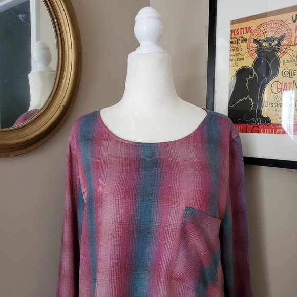 Anthro Cloth & Stone Plaid Top with Lace-Up Back M - Picture 6 of 14